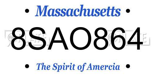 8SAO864 Massachusetts License Plate
