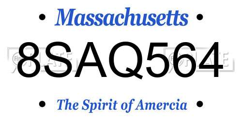 8SAQ564 Massachusetts License Plate