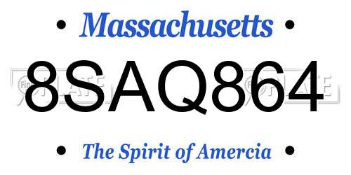 8SAQ864 Massachusetts License Plate