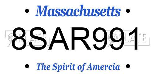 8SAR991 Massachusetts License Plate