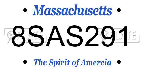 8SAS291 Massachusetts License Plate