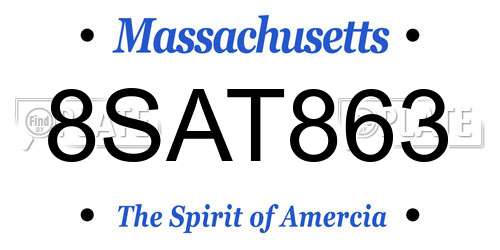 8SAT863 Massachusetts License Plate