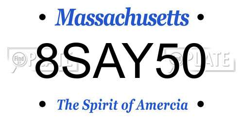 8SAY50 Massachusetts License Plate