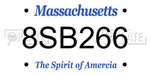 8SB266 Massachusetts License Plate