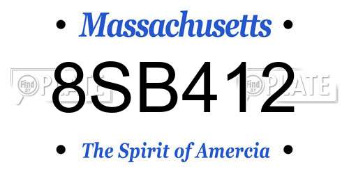 8SB412 Massachusetts License Plate