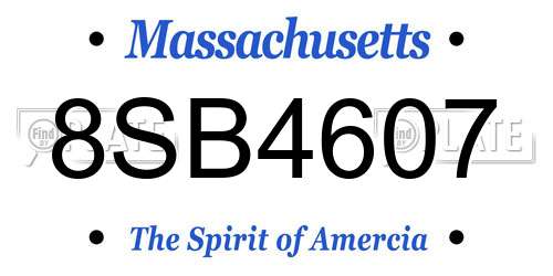 8SB4607 Massachusetts License Plate