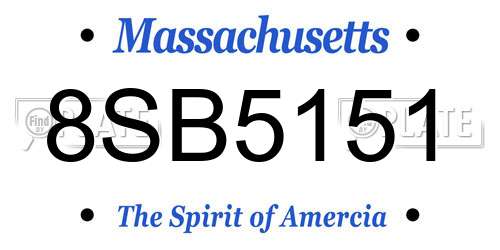 8SB5151 Massachusetts License Plate