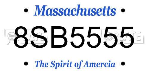8SB5555 Massachusetts License Plate