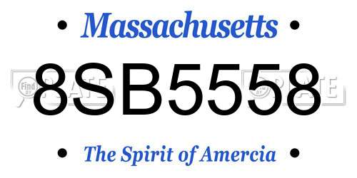 8SB5558 Massachusetts License Plate