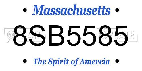 8SB5585 Massachusetts License Plate