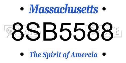 8SB5588 Massachusetts License Plate