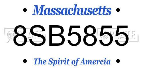 8SB5855 Massachusetts License Plate