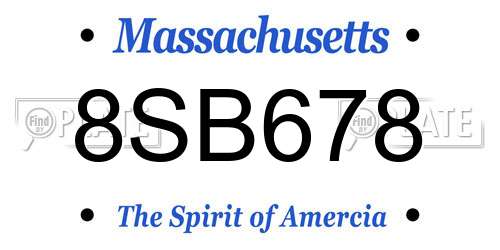 8SB678 Massachusetts License Plate
