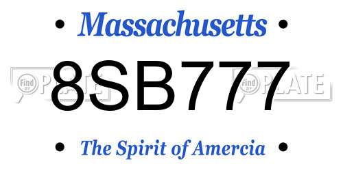 8SB777 Massachusetts License Plate