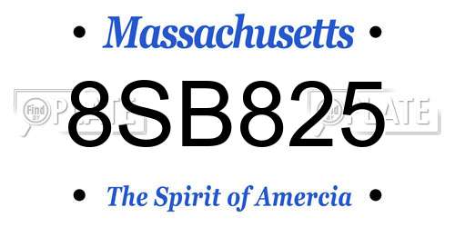 8SB825 Massachusetts License Plate