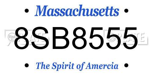 8SB8555 Massachusetts License Plate