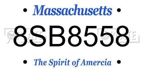 8SB8558 Massachusetts License Plate
