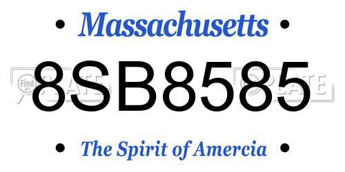8SB8585 Massachusetts License Plate
