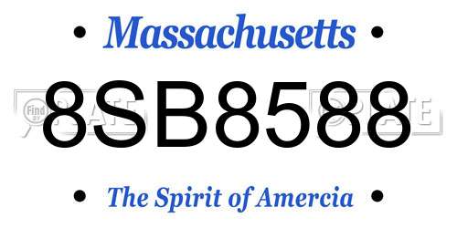 8SB8588 Massachusetts License Plate