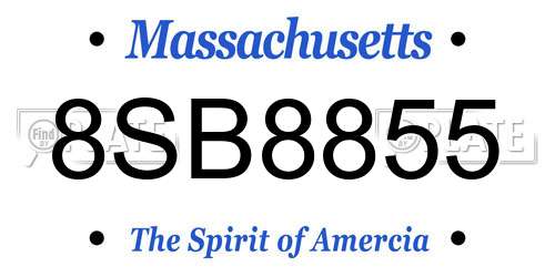 8SB8855 Massachusetts License Plate