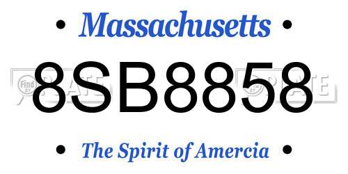 8SB8858 Massachusetts License Plate