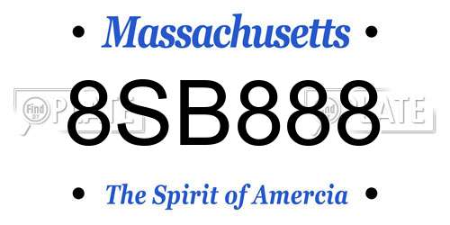 8SB888 Massachusetts License Plate