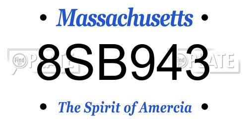 8SB943 Massachusetts License Plate