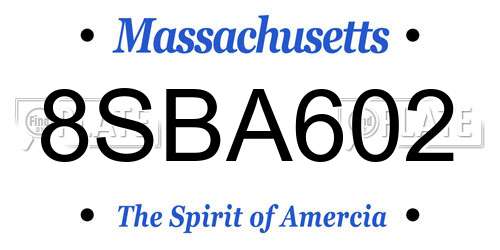 8SBA602 Massachusetts License Plate