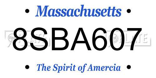 8SBA607 Massachusetts License Plate