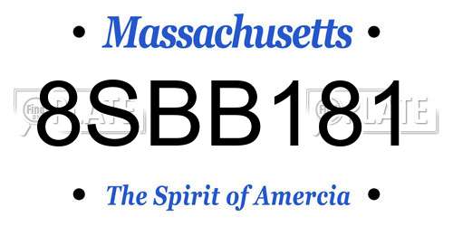 8SBB181 Massachusetts License Plate