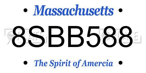 8SBB588 Massachusetts License Plate