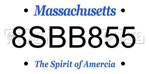 8SBB855 Massachusetts License Plate