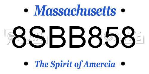8SBB858 Massachusetts License Plate