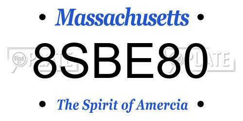 8SBE80 Massachusetts License Plate