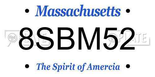 8SBM52 Massachusetts License Plate