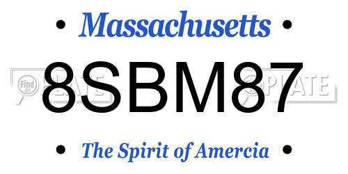 8SBM87 Massachusetts License Plate