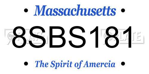 8SBS181 Massachusetts License Plate