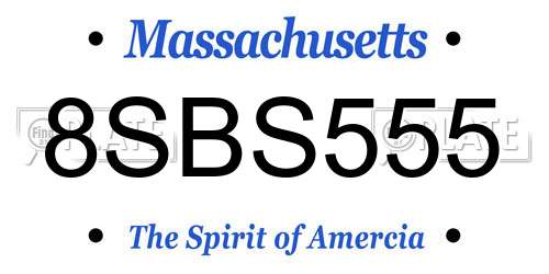 8SBS555 Massachusetts License Plate