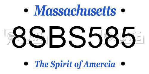 8SBS585 Massachusetts License Plate