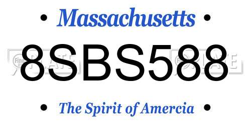 8SBS588 Massachusetts License Plate