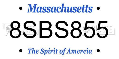8SBS855 Massachusetts License Plate