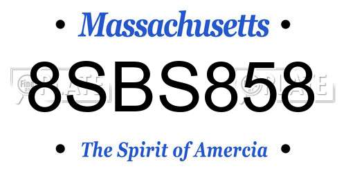 8SBS858 Massachusetts License Plate