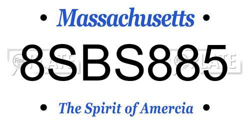 8SBS885 Massachusetts License Plate