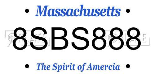 8SBS888 Massachusetts License Plate