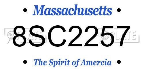 8SC2257 Massachusetts License Plate