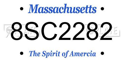 8SC2282 Massachusetts License Plate
