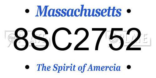 8SC2752 Massachusetts License Plate