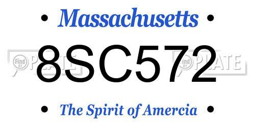 8SC572 Massachusetts License Plate