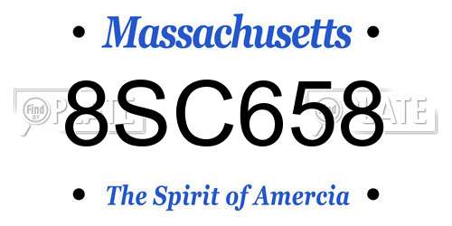 8SC658 Massachusetts License Plate