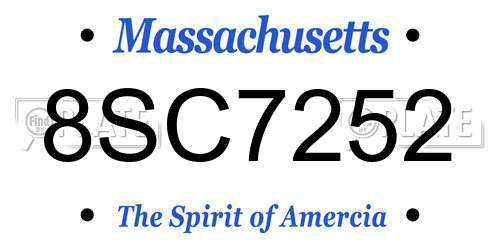 8SC7252 Massachusetts License Plate